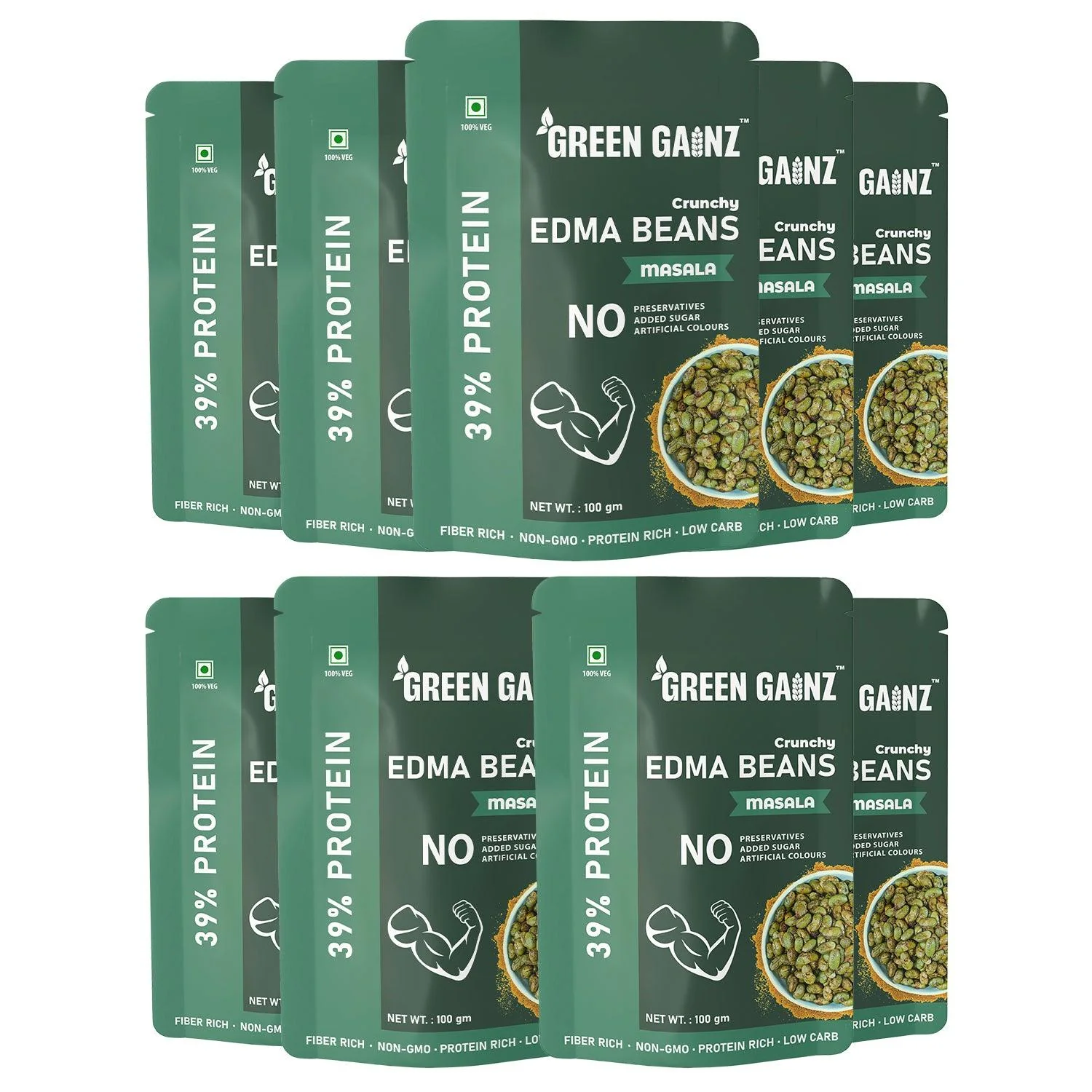 Edamame Masala Flavour - Pack of 9 - Quick and Healthy Protein Snacks
