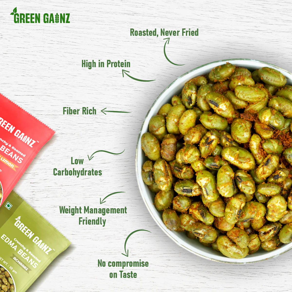 Roasted Edamame (4 packs - 30gm each) | Peri Peri Limon, Achaari, Salt n Pepper, Masala - Image 5